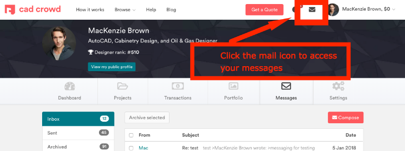 Access Your Private Messages on Cad Crowd