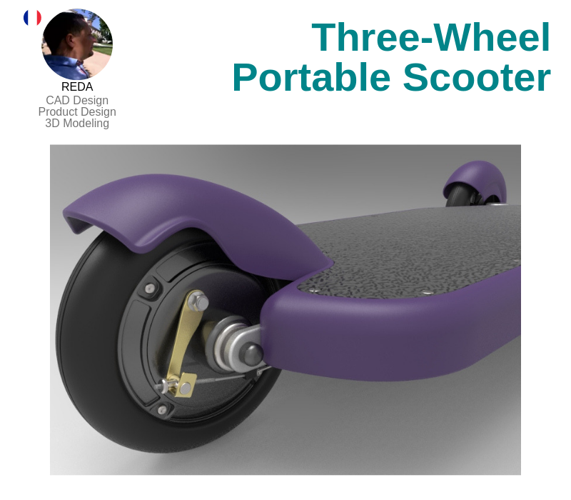 A photo of the Three-Wheel Portable Scooter created on AutoCAD.