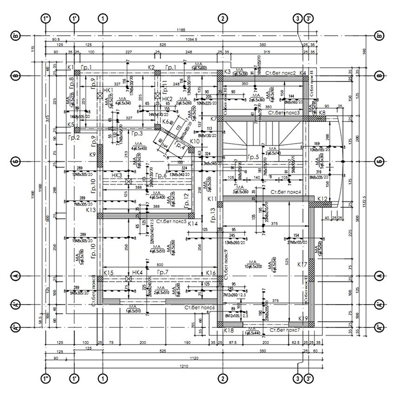 Two floor family house engineering drawings