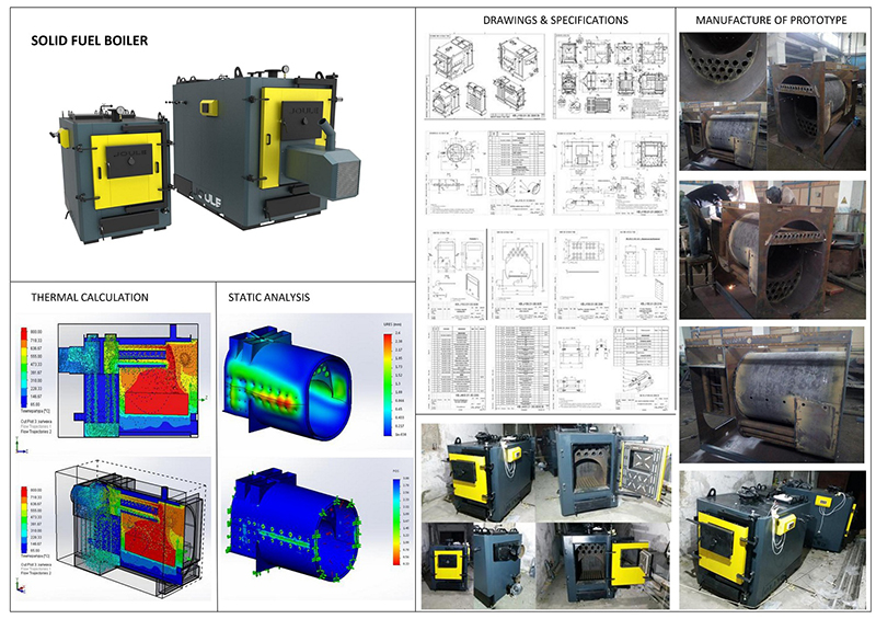 Solid fuel boiler industrial design