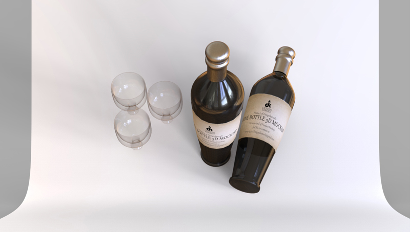 3D-rendering-wine-bottles