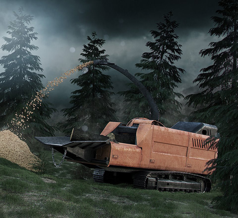 Photorealistic-3D-rendering-forest-clipper-machine