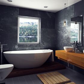 3D architectura rendering of a bathroom