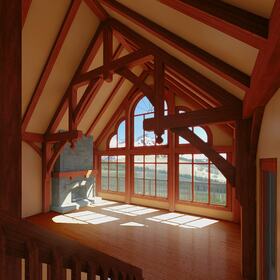 Wooden cabin interior design