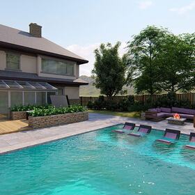 Backyard design with swimming pool