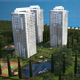 Multi-storey apartment complex rendering