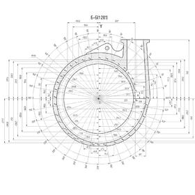 Spiral housing of the centrifugal pump 2D CAD drawing