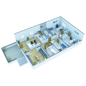 Health clinic floor plan rendering
