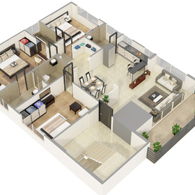 3D floor plan rendering