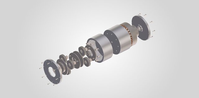 3D model of Robotic Joint Design (2 Stage Planetary Gear Reduction)