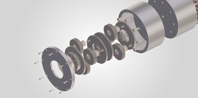 3D model of Robotic Joint Design (2 Stage Planetary Gear Reduction)