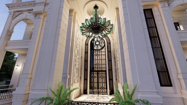 exVilla Entrance Detail – Night Rendering
