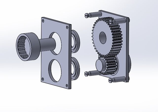 3D model of Speed reduction gearbox
