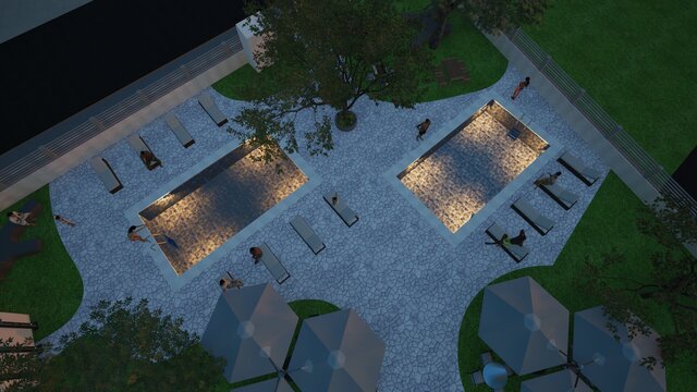 3D model of Municipal swimming pool project in Bafia, Cameroon