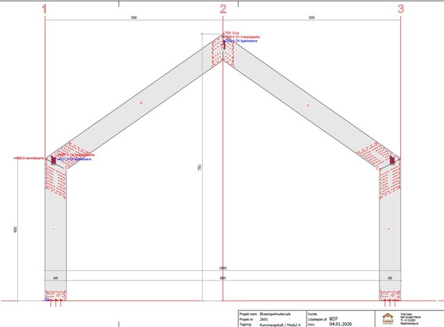 3D model of CLT and Glulam Structure