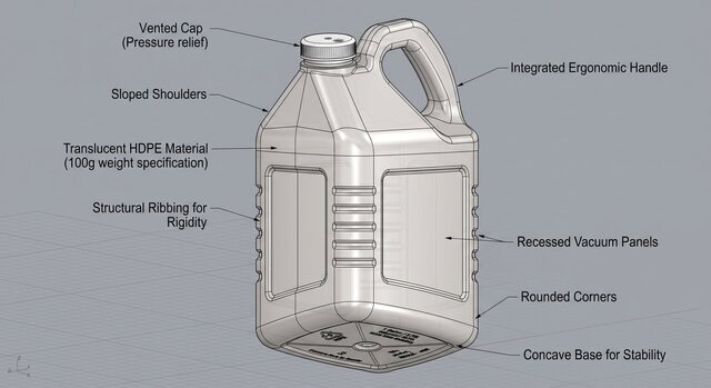 3D model of Plastic Packaging Engineer, HDPE Bottle Structural Design