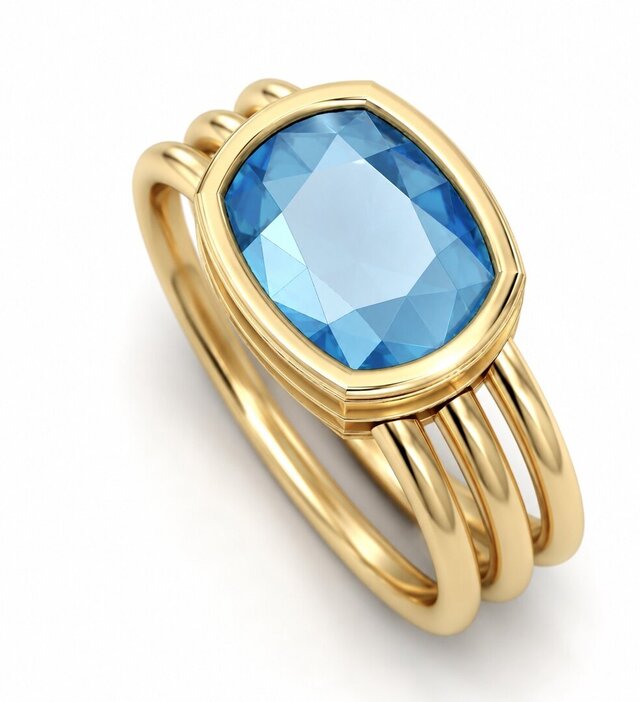 Luxury 3D Jewelry CAD Model | Sapphire & Diamond Bespoke Gold Bangle Bracelet | Manufacturing & 3D Print Ready STL – image 3 of 15
