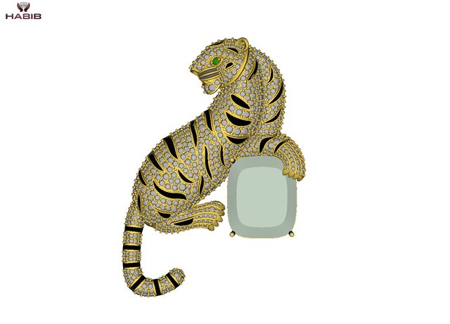 3D model of Luxury Tiger Emerald Jewellery – Manufacturing-Ready CAD Design