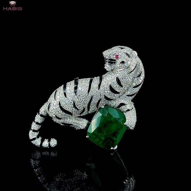 3D model of Luxury Tiger Emerald Jewellery – Manufacturing-Ready CAD Design