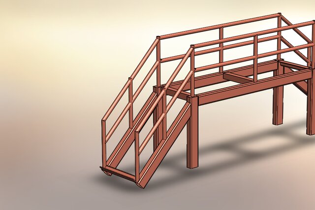 3D model of Industrial Steel Staircase & Platform Assembly