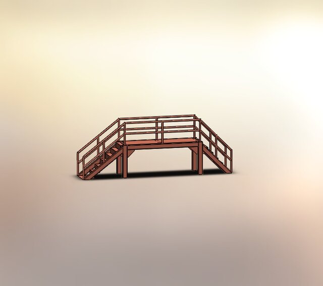 3D model of Industrial Steel Staircase & Platform Assembly