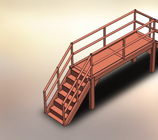 3D model of Industrial Steel Staircase & Platform Assembly