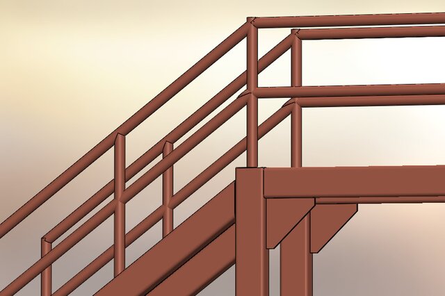 3D model of Industrial Steel Staircase & Platform Assembly