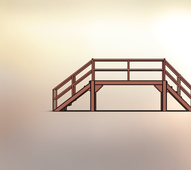 3D model of Industrial Steel Staircase & Platform Assembly