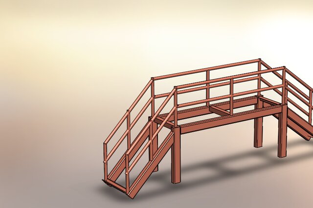 3D model of Industrial Steel Staircase & Platform Assembly
