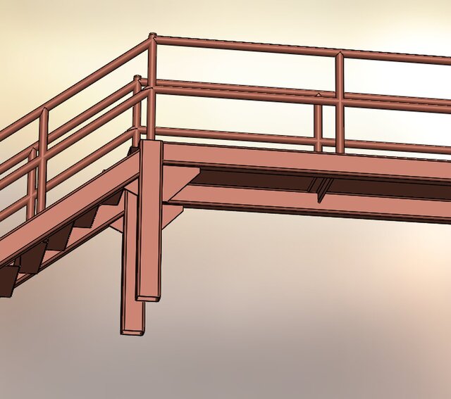 3D model of Industrial Steel Staircase & Platform Assembly