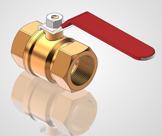 1" Brass Ball Valve Assembly | SolidWorks | BOM