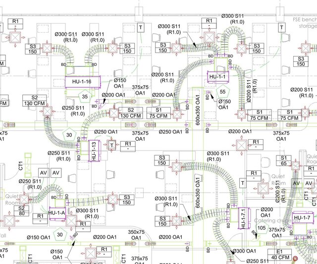 HVAC Ductwork Layout - Office Fit-Out (FCUs, CFM & Duct Sizes) – image 2 of 4