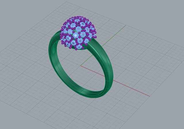 3D model of Diamond Dome Ring – Jewelry CAD Design