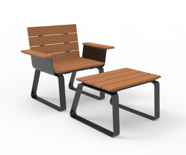 Modular Urban Furniture Suite: Integrated Seating, Waste Management & Lighting