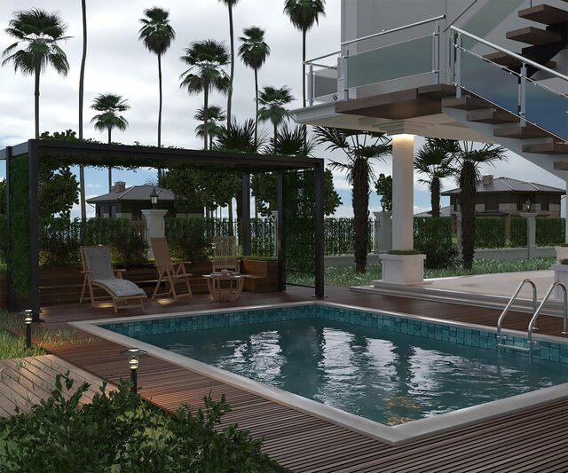 3D model of Modern villa exterior design