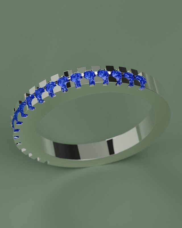 Filigree band and channel band with flush-set stones – image 2 of 2