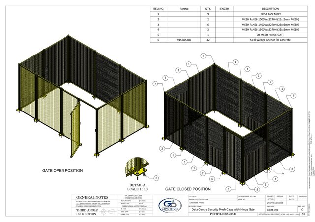 3D model of Data Center Security Mesh Cage Design | Soildworks