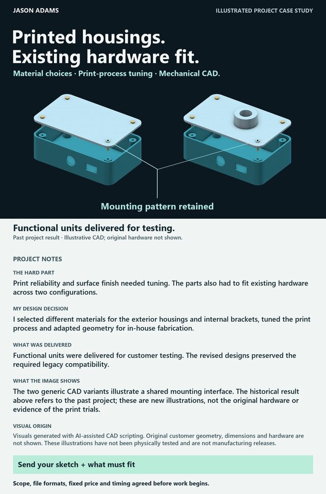 3D model of Printed Housing Development — Fit, Materials & Process