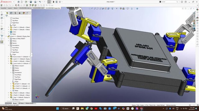 A quadruped spider robot Design