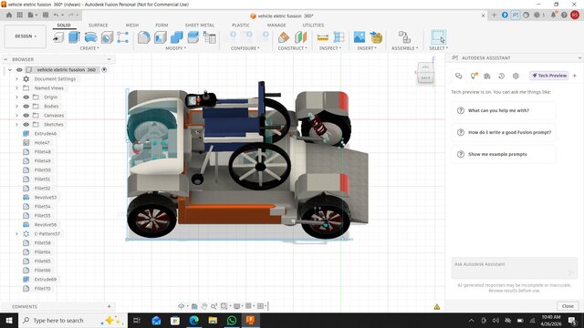 Fusion 360 engineering concept for ultra-compact outdoor wheelchair platform vehicle