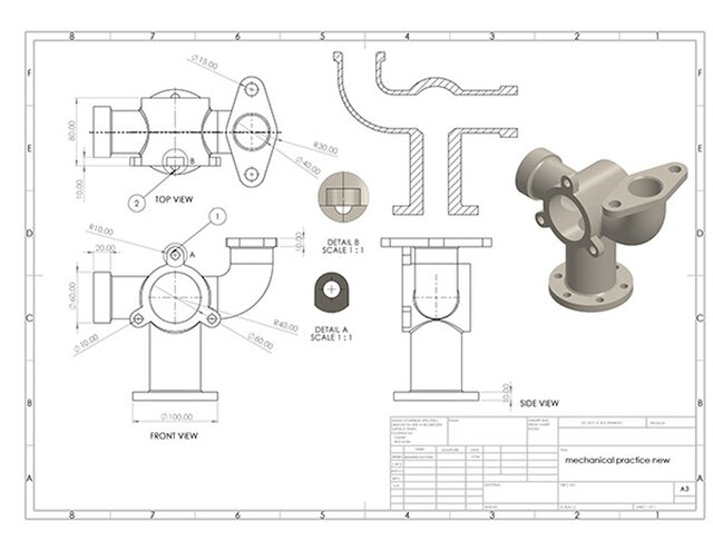 3D model of Mechanical Design 3D Modelling Pipe Practice