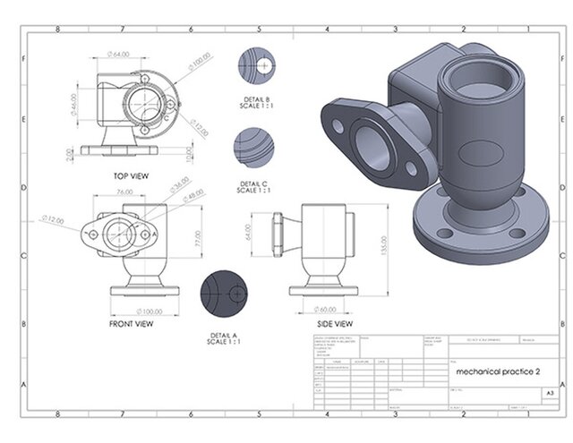 3D model of Mechanical Design 3D Modelling Pipe Practice