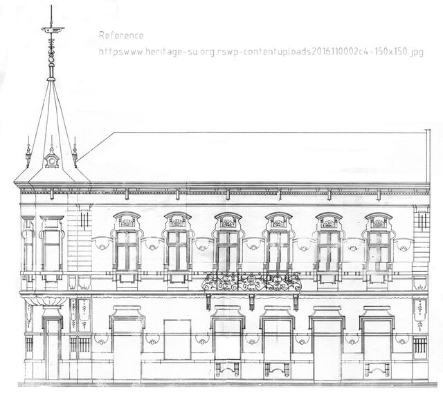 Loncarevic House facade / Digitization and vectorization of a drawing – image 2 of 7