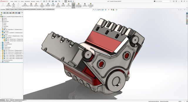 3D model of V6 Automotive Engine – 3D Modeling & Assembly in SolidWorks