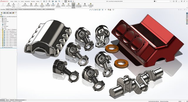 3D model of V6 Automotive Engine – 3D Modeling & Assembly in SolidWorks