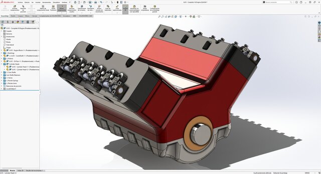 3D model of V6 Automotive Engine – 3D Modeling & Assembly in SolidWorks