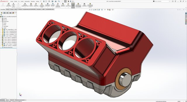 3D model of V6 Automotive Engine – 3D Modeling & Assembly in SolidWorks