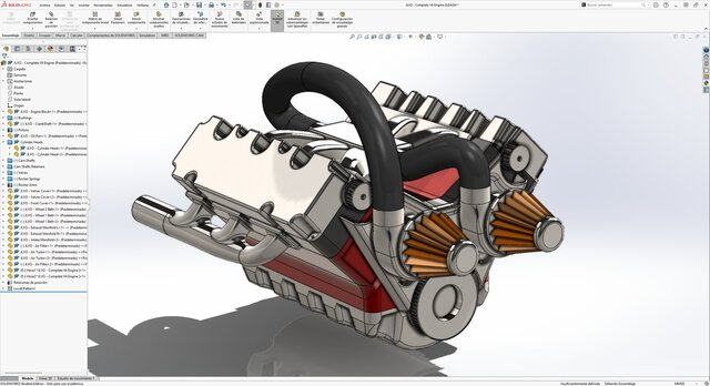 3D model of V6 Automotive Engine – 3D Modeling & Assembly in SolidWorks