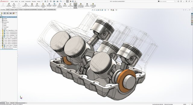 3D model of V6 Automotive Engine – 3D Modeling & Assembly in SolidWorks