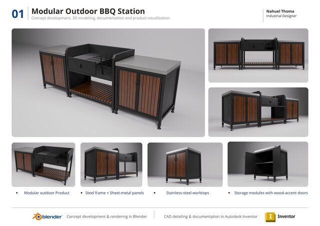 Modular Outdoor BBQ Station | Product Design, CAD & Visualization